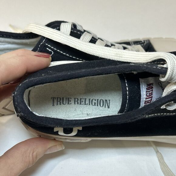 True Religion Women’s Jinny Canvas Lace Up Sneakers Black & White Sz 8 - Picture 7 of 10